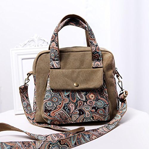 Meoaeo May New Folk Style Portable Canvas Bags Fashion Shoulder Messenger Bag Lady Dark Khaki