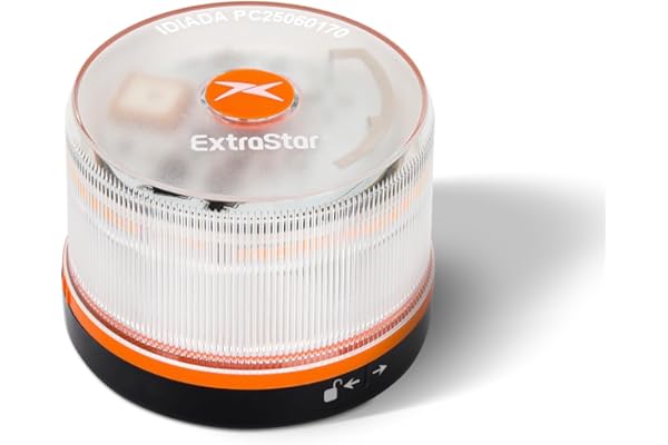 EXTRASTAR Luz de Emergencia V16 Homologada DGT con Geolocalización 3.0 - Aviso Ubicación Coches, Plan de Datos Incluido - Base Imantada IP54 - Cumple Normativa 2026