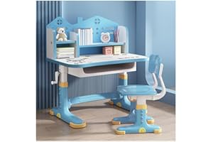 SINBINTA Kinder-Schreibtisch- und Stuhl-Set, höhenverstellbar, Kinderstudiertisch mit Schublade, Bücherregal, Kindersitztisch für Jungen, Mädchen, Schule, Zuhause, Arbeitszimmer (Space Blue)
