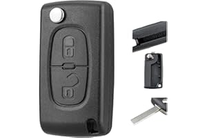 CHAEXII 2 Buttons Key Fob Replacement for Citro-en C1 C2 C3 C4 Dispatch Berlingo Grand Picasso,for Peugeot Expert Partner 206 207 208 307 308 407 3008 5008 Key Case,Auto Remote Key Case