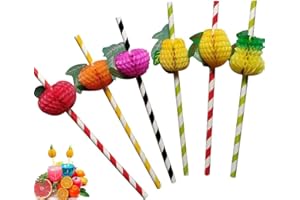 YSTrillion Pajitas de Papel,50 Piezas 3D Pajitas de Frutas,Pajitas Cocktail,Piña Pajitas de Cóctel para Bebidas,Fiestas, Bodas,Cumpleaños,Playa