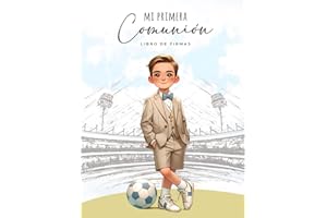 Libro de Firmas Comunión Niño Fútbol "Mi primera Comunión" para Dedicatorias de Invitados, Fotografías, Lista de Regalos