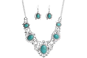 KONFEN Parure Gioielli Turchese Donna, 2 Pezzi Set Collana Ciondolo Turchese Girocollo Orecchini, 3 Pezzi Set Conchiglie Naturale Collana Orecchini Bracciali, Bohemien Parure Boho per Donne Ragazze