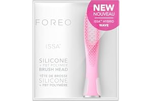 FOREO ISSA Tête de brosse hybride ondulée, poils en silicone de qualité médicale et polymère PBT, durée de 6 mois, remplaçable, rose perle