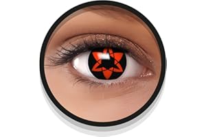 FXEYEZ Lentilles Anime Rouge, Lentilles à Motif Doux pour Déguisement, SANS CORRECTION, 2pcs 1 Paire - Déguisement en ETERNAL MANGEKYOU - Rouge, Lentilles de Contact pour Halloween