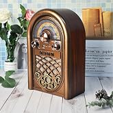 Coverzone Retro Radyo Taşınabilir Bluetooth Speaker Ve Hoparl&ouml;r Ahşap Kaplama Klasik Antika Tarzı İ&ccedil; ve Dış Mekan Multiband U