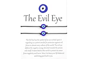 Ozmw 2 Stück Böser Blick Schnur Armbänder, Glücksbringer Freundschaftsarmbänder, Verstellbare handgefertigt schwarze Schnur