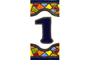 ART ESCUDELLERS Numer domu. Pisma z numerami i literami. Polichromowane płytki ceramiczne, ręcznie malowane techniką suchej liny (cuerda seca) do tablic z numerami, nazwiskami, kierunkami i oznakowaniami.