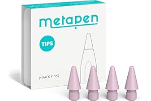 Metapen 4PCS Puntas de Repuesto para Apple Pencil Pro & 1 & 2 Generación, Logitech Lapiz, Puntas de Lápiz Duraderas para metapen A8/ A11/ A14/ Air 8/ D1, Puntas de Stylus de Alta Sensibilidad(Rosa)