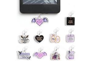 LEPGUYO 9 st dammskyddsset för Kindle, typ C/USB-C anslutningsskydd & mörk stil läs-amulett, fast gåva för bokälskare