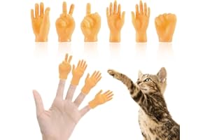 EAVUYIS 6 Stück Mini Hände Fingerpuppen, Kleine Hände, Tiny Hands, Hände Fingerpuppe Set, Gummi Fingerpuppen, Linke und Rechte Hand, Finger Puppets Streichspielzeug für Haustier, Katzen, Kinder, Spiele Party
