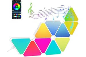 Uennm 10PCS Triangular LED Pared Luces, RGB Gaming Panel, iluminación de juego de panel LED, luz de pared triangular inteligente con aplicación y control remoto, música y sincronización de pantalla