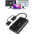 KOZYC USB 3.0 to HDMI Splitter Extended Display Dual Monitors, USB 3.0-A/C to Dual HDMI Adapter 4K@30Hz+1080p@60Hz for MacBook/MacBook Pro Air Dell (MST Support MacOS/Windows)