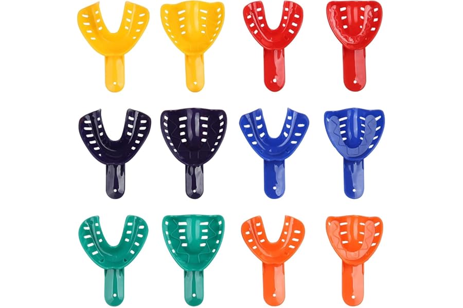 Calla Scorpio 12pcs Teeth Impression Trays Perforated Silicone Plastic Autoclavable for Adult and Children Tools