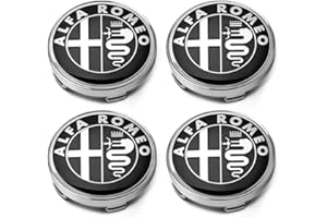 DADYM 4 Tappi Coprimozzo per Alfa Romeo Giulietta 940 60mm Fregi Cerchi in Lega Coprimozzo Copertura Centrale Della Ruota per Cerchioni Copertura Antipolvere,Black