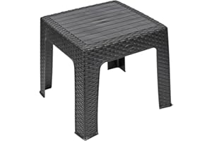 RILOOP Rattan Design Wicker Coffee Table Bistro Outdoor Plastic Garden Patio Furniture (Black)