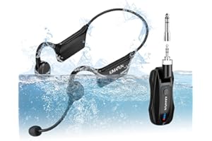 KIMAFUN 2.4G Wireless Microfono Archetto Fitness, Microfono Senza Fili IP67 Impermeabile Resistente al Sudore per Aerobica in Acqua, Allenatore di Nuoto, Fitness, Yoga, Pilates, GWP91(1TX1RX)