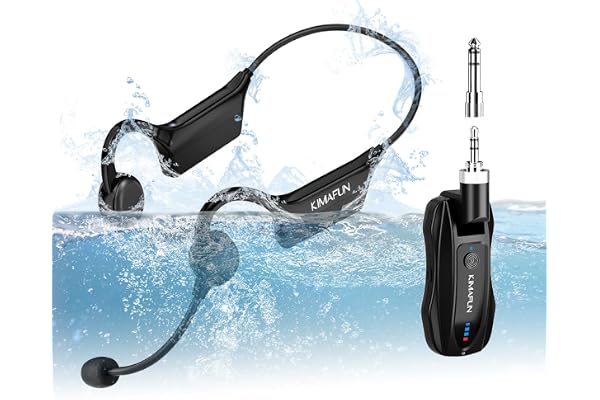 KIMAFUN Microphone sans Fil pour Casque de Fitness 2.4G, IP67 Étanche et Anti-Sueur, Micro pour Instructeurs de Natation, Yoga, Pilates, et Entraînement Physique, GWP91(1TX+1RX)