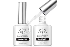 ‎BORN PRETTY Born Pretty Top Coat Gel UV - No Wipe Super Top Coat Gloss Base Gel Kein Absplittern Oder Abblättern und Lang Anhaltend Unterlack und Überlack Set