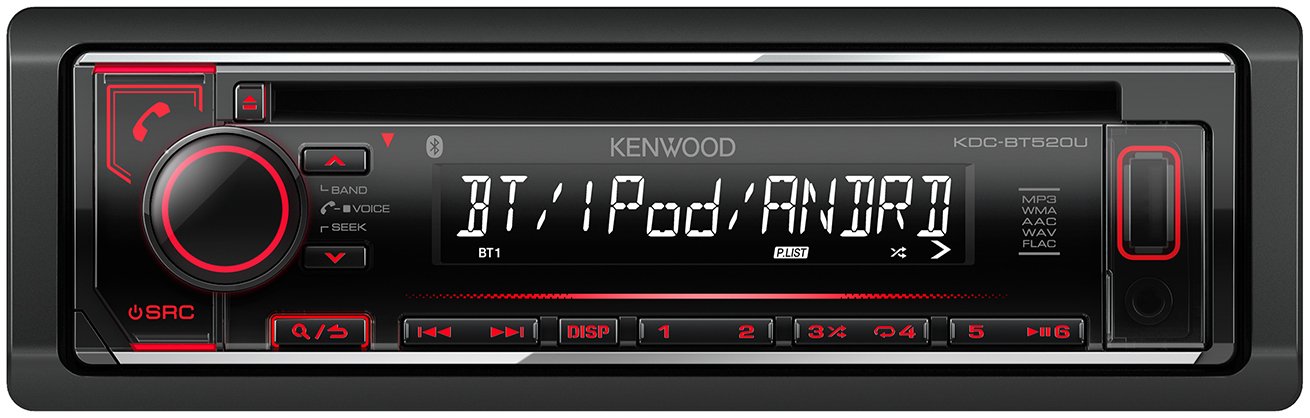 Kenwood-Electronics-KDC-BT520U-88W-Bluetooth-Negro-Receptor-Multimedia-para-Coche-Radio-para-Coche-40-Canales-FMLWMW-875-108-MHz-153-279-kHz-24bit-LCD