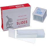 HUAREW 50 Pieces Pre-Cleaned Polished Edge Microscope Slides and 100 Pieces Pre-Cleaned Microscope Coverslips with 4 Plastic