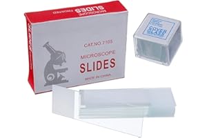 HUAREW 50 vetrini pre-puliti per microscopio e 100 pezzi, con 4 contagocce in plastica