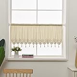 Amazon De Choicehot Landhausstil Kuche Vorhang Baumwolle Leinen Quaste Kurzgardine Hohle Hakeln