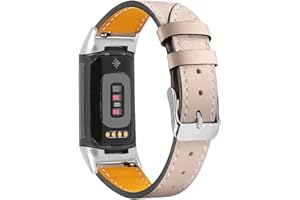 Gimuk Bracelet de rechange réglable en cuir véritable compatible avec Fitbit Charge 6/Charge 5 pour homme et femme, taille S et L