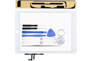 LL TRADER Kit de Remplacement pour Blanc iPad Air d'écran Tactile Inclus Vitre de Rechange; Ruban adhésif Autocollant; Bouton Home; suport caméra; Kit d'outillage spécifique