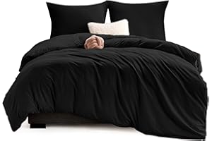 ‎WAVVE WAVVE Bettwäsche 200x200 3 teilig Schwarz - Bettbezug 200 x 200 Set mit Kissenbezüge 80x80 cm, Bettwäsche-Sets 2x2m aus Mikrofaser mit Reißverschluss Weich und Bügelfrei