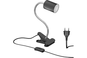 ledscom.de Lámpara de pinza WAIKA con cuello de cisne e interruptor negro mate, incl. lámpara LED GU10 (blanco cálido, 4.914W, 450lm, 100°)