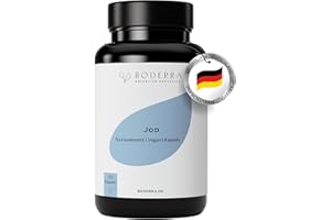 ‎BODERRA BODERRA® Jod Kapseln Hochdosiert [100% REINES JOD] - 120 Stück Jod Kapseln mit 150μg pro Tagesdosis für die Schilddrüse geeignet - Tabletten Vegan & Bioverfügbar - Iodine Tablets ohne Zusätze