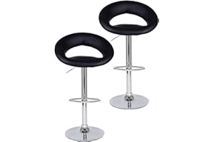 ‎DIBEA dibea Barhocker 2er-Set 360° drehbar, höhenverstellbarer Barstuhl belastbar bis 130kg, stabiler Standfuß mit Bodenschutz & Fußablage, schwarz Modell 1