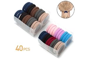 40pcs Elastici per Capelli Grande di Cotone Bande Corda di Ponytail Fermacoda per Capelli Spessi Pesanti e Ricci Fasce Elastiche Hairband Multicolore da Donna Ragazza - IvyLife (Colorato)