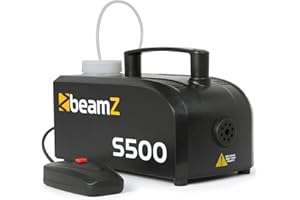 BeamZ S500 Machine à fumée Compacte et Portable, 500 Watts, Télécommande 3 m, Réservoir 0.4 L, Préchauffe avant utilisation : 2 minutes 30, Idéal pour votre soirée avec des jeux de lumière
