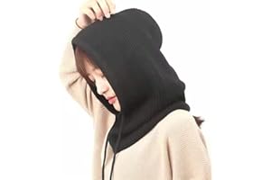 DDMINE Femmes Hiver Bonnet Chapeau Cachemire Femme tricoté écharpe à Capuche Cagoule for Femmes Coupe Laine Casquette (Color : Black, Size : One Size)