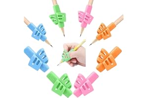 BOZILY Bleistift Griffe 8 Stück Ergonomische Stifthalter für Verschiedene Stifte, Korrekte Handschrift Haltung für Kinder Kindergarten Erwachsene Spezielle Bedürfnisse Righties oder Lefties(4 Farben)