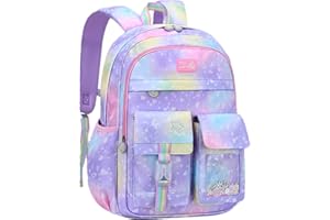 VIDOSCLA Cute Coloful Casual Daypack for Girls,Teens Elementary School Backpack,Primary Book Bags forTeens Gradient purple-L