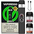 Vaporesso Xros 4 Vape Kit (Black) - 10 colours to choose from 30 Min Fast Charge 1000mAh Rechargeable Battery Compatible With Xros Pods - No Nicotine (Black)
