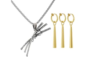 Zaky Anime Cosplay Zubehör One P. Schmuck Samurai Schwert Anhänger Zoro Halskette Ohrclip Set mit Cartoon Charakter Aufkleber (kein Ohrlochstechen erforderlich) 14 Stück