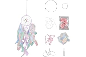 Tabanzhe DIY Dream Catcher Kit-Fairy Dreamcatcher Craft Making Supplies Indian Style Feather Pendant and Beads Wall Hanging Decorations Crafting Kit Handmade Gifts for Kids Beginners