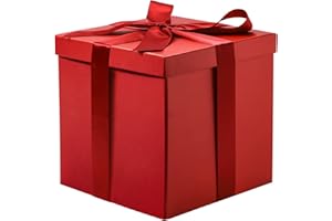 RUSPEPA Boîte-Cadeau D'Anniversaire Moyenne Avec Couvercles, Ruban Et Papier De Soie, Boîte-Cadeau Pliable - 1 Pièces, 23 X 23 X 23 Cm, Rouge