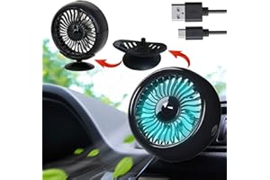 ‎KWAK'S Kwak's Mini-Lüfter für Auto Lüftungsventilator mit LED-Licht ABS-Lüfter Auto Lüfter für Auto Home Office Ventilator für KFZ Auto