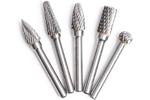 LAMPTOP 5 Pcs Tungsten Carbide Rotary Burrs Set 8mm Tungsten Steel Double Cut Rotary Files Point Burrs Die Grinder Drill for Rotary Drill Bit Die Grinder