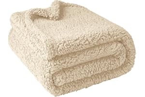 furrybaby Premium Soft Dog Blanket for Medium Small Dogs Puppy Cat Washable Sherpa Fleece 100x120 cm Pet Throw for Bed Furniture Couch Sofa Protection(Large, Beige Blanket)