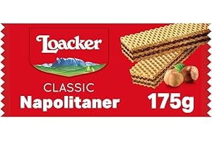 Loacker, Classic Napolitaner, Fragranti Wafer con 3 Strati di Cialde Farcite con Crema alle Nocciole 100% Italiane, Ideali per Merenda e Snack, 1 Confezione da 175g