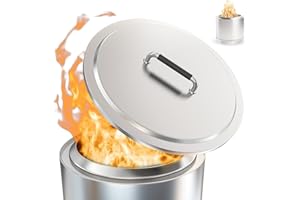 DCYOURHOME Feuerstelle Deckel für Solo Herd Yukon 2.0 & 1.0 Zubehör, Edelstahl Feuerstelle Abdeckung für Solo Herd Deckel 68,6 cm Yukon und anderes Outdoor-Feuerstellenzubehör, Schild mit hitzebeständigem Griff