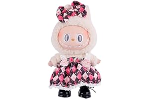 JAWUZ Vestiti per bambole da 17 cm vestiti labubu set Include un vestito e un fiocco per capelli