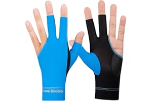 TUKEVA 2 Pezzi Guanti da biliardo per stecca snooker Guanti da biliardo con 3 dita guanti da biliardo antiscivolo Guanti da Biliardo Snooker per stecca da biliardo, unisex, mano sinistra