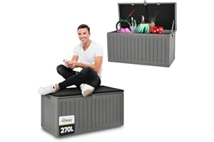 Grindi - Gartenbox Kissenbox Auflagenbox - Cygnus - Dunkelgrau, 270 Liter, 109x51x55 cm - Wassersichere Outdoor Paketbox, Gartenschrank & Truhe, wetterfest für Balkon, Gartenhaus, Geräteschuppen